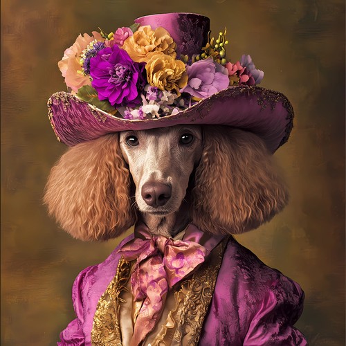 Poodle lavishly decorated - a,