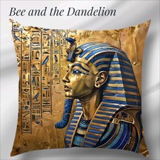 Egyptian Pharaoh Tutankhamun Pattern Light Canvas Cushion COVER 45cms X 45cms