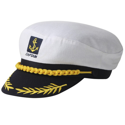 Captains hat white navy new - hat,
