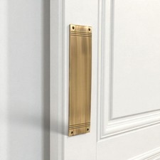 Solid Antique Brass Finger Push Plate Reeded Period 305mm x 75mm Victorian