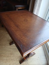 Tilt Top Table, Designed Leather,  Victorian Style ,