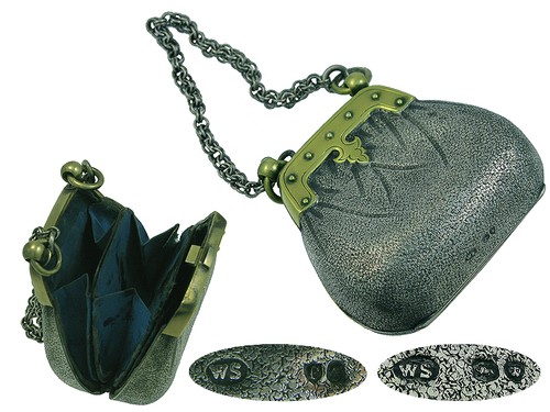 Victorian silver purse 1878 - silver,