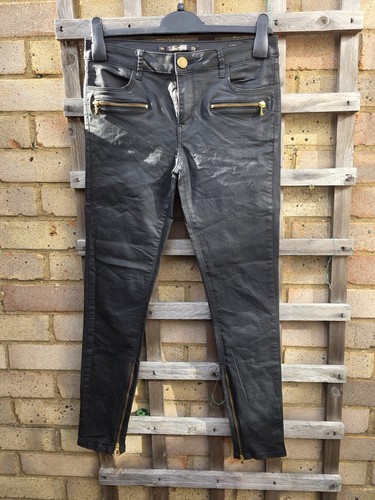 Zara black wax coated - black, jeans