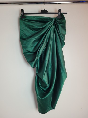 Plt emerald green satin - plt, ruched