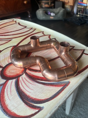 Copper pipe candlestick candle - copper,