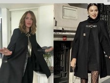 Zara Black Manteco Wool Poncho