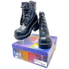 LEI Deene Black Paris Boots Vintage Womens 9.5 Chunky Platform Shoes Goth Punk