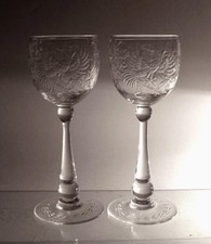 Thomas Webb & Sons Vintage Cut Rock Crystal 6" Glasses x 2. Signed G H Pope