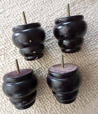 4x set solid wooden furniture bun feet  H10cm x W10cm includes M8 fixing bolts