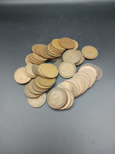 Old english pennies - old,