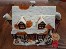 Annie Rowe Christmas Cottage special  edition Decorative Teapot 