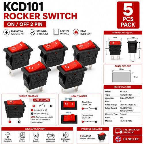 5pcs red kcd101 - kcd101, rocker