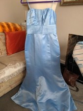 BHS Gorgeous Wedding Collection Blue Satin Off Shoulder / With Straps 10 Prom