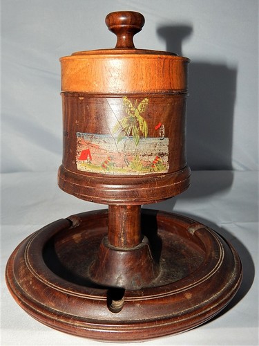 Vintage wooden tobacco jar - wooden,