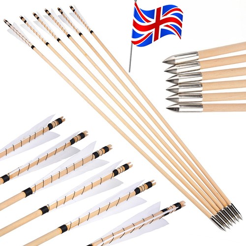 12x wooden arrows feather - 32",