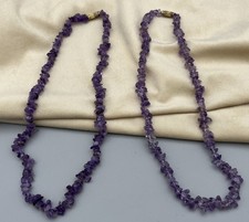 Pair of Amethyst Chip Bead Necklaces 45cm Each Joinable to 90cm Tested Gemstones