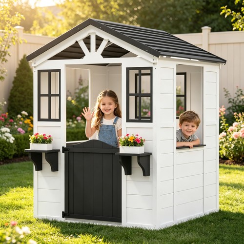 Kids outdoor wooden playhouse - outdoor,