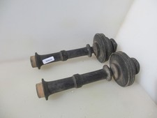 Victorian Turned Wooden Finials Tops Curtain Pole Ends Antique Old Wood Mounts