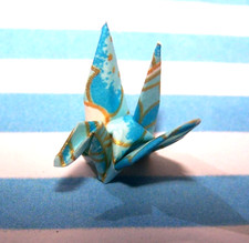 DOLLS HOUSE, BIRD, 16TH, ORIENTAL, ORIGAMI, BLUE, GOLD, HAND CRAFTED, SALE