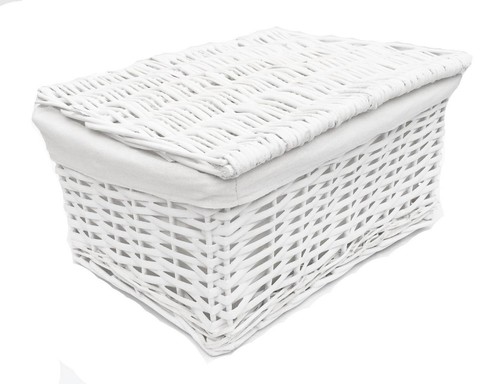 Lidded wicker storage toy box - lidded,