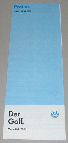 Brochure price list golf ii - price,