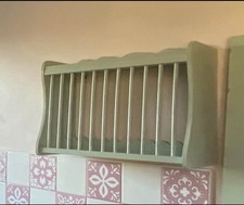 Wall Mounted Wooden Plate Rack with Cup Hooks