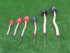 Vintage Ornamental Wooden Garden Mushrooms x 6