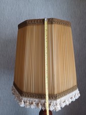 VTG octagon gold mustard French chiffon large lampshade 16 " across base
