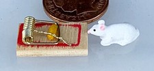 Dolls house mouse white resin - house,