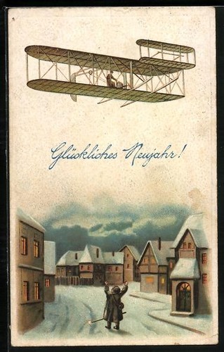 New year greetings airplane - new, year's