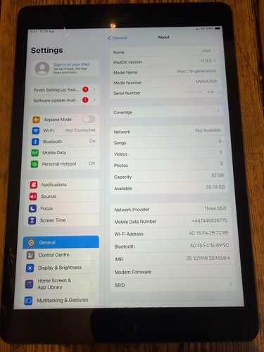 Apple ipad a2198 - 7th, 32gb