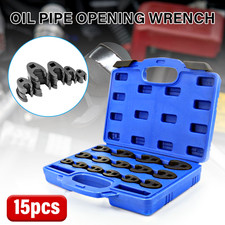 15Pcs Metric Crowfoot Wrench Set 8-24mm 3/8" 1/2" Flare Nut Wrench Set Tool Kit