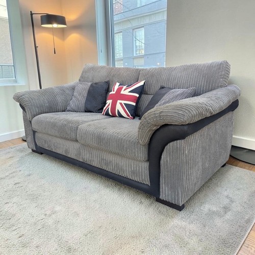 Grey cord seater sofa - cord,