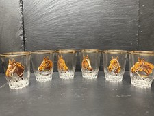 6 Vintage Grand National Winners Shot Glasses 1950s/60s Horse Racing Memorabilia
