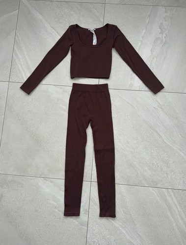 Zara brown ribbed - brown, leggings