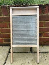 Vintage old glass wooden wash board washboar