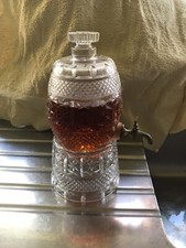 1 litre Cut Crystal dispencer base and stopper and a brass tap. Vintage 1930/40