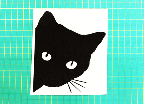Peeking cat car sticker - peeking,