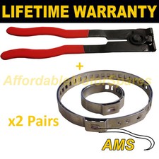 CV BOOT CLAMPS PAIR x2 EAR PLIERS x1 UNIVERSAL STAINLESS FITS ALL CARS KIT 3.2