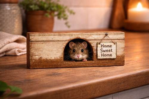 Home sweet mouse - mouse, wooden