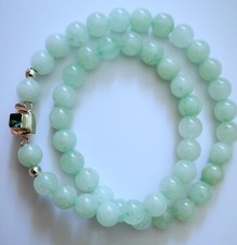 ~LOVELY UNTREATED 100% NATURAL GENUINE ICY-LIGHT GREEN JADE JADEITE NECKLACE-18"