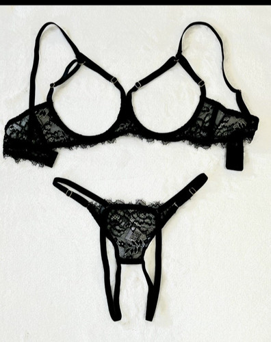 Black open cup crotchless - black,