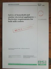 BS EN 50087 : 1993 : Safety of electrical appliances - bulk milk coolers