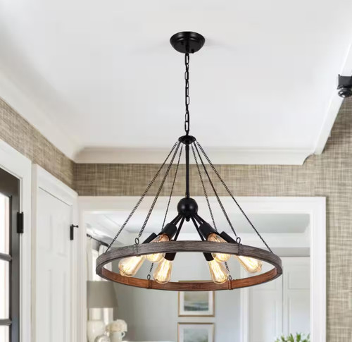 New light black and - 6-light, wood