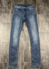 Levi's 519 Jeans Mens 34x34 Blue Denim Super Skinny Fit Red Tab 5 Pocket Design