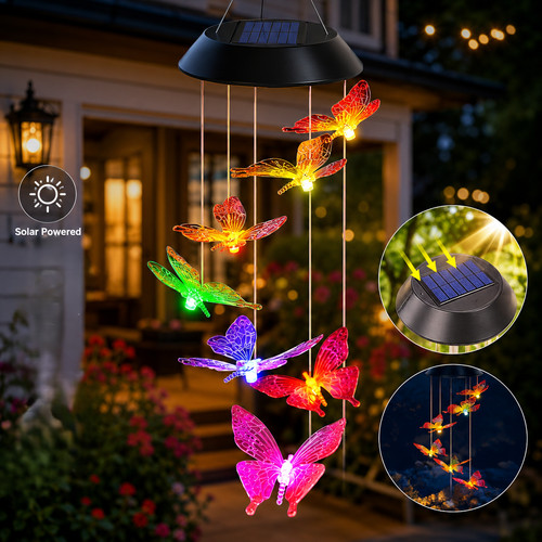 Solar wind chimes led color - solar,