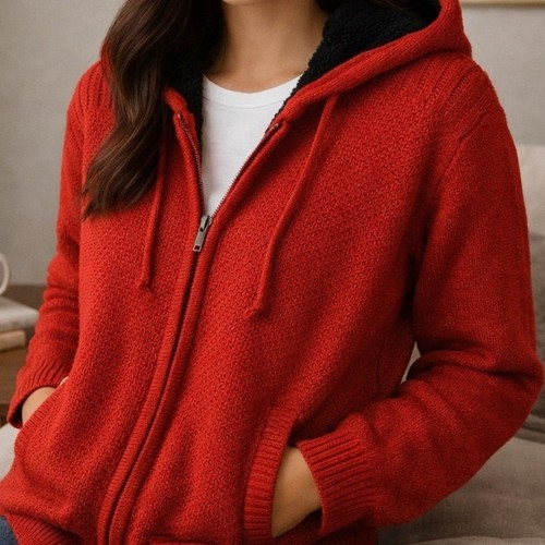 Knit faux fur lined zip - fur, hoodie