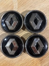 (61) Set Of 4 Genuine Used Renault Alloy Wheel Centre Caps 55mm Black/silver