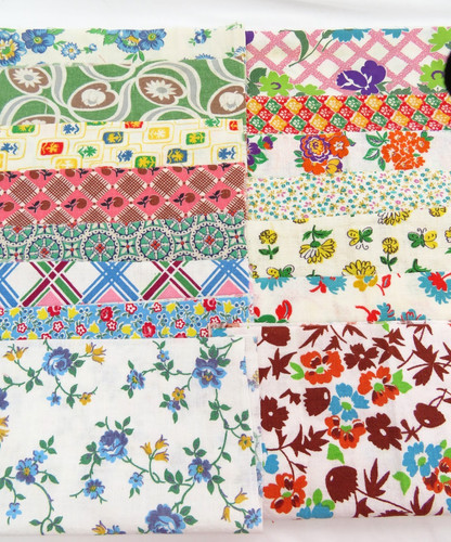 Vintage feedsack squares - squares, 8"