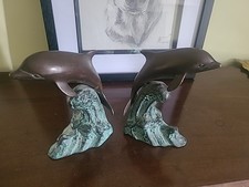 Pair Of Vintage Bronze Dolphin
